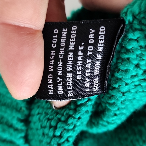 525 America green puff shoulder/sleeve cotton sweater, sz S - Picture 9 of 9